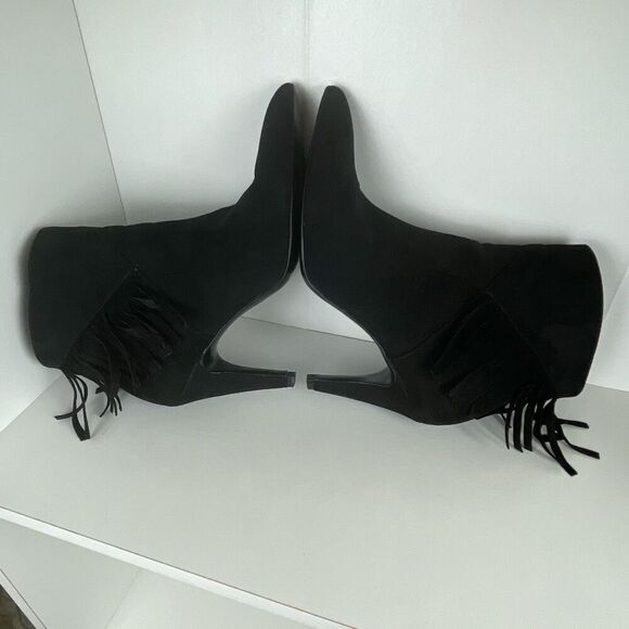 Nine West Pureheart2 Fringe Trim Ankle Boots 7.5 Black - Picture 10 of 11